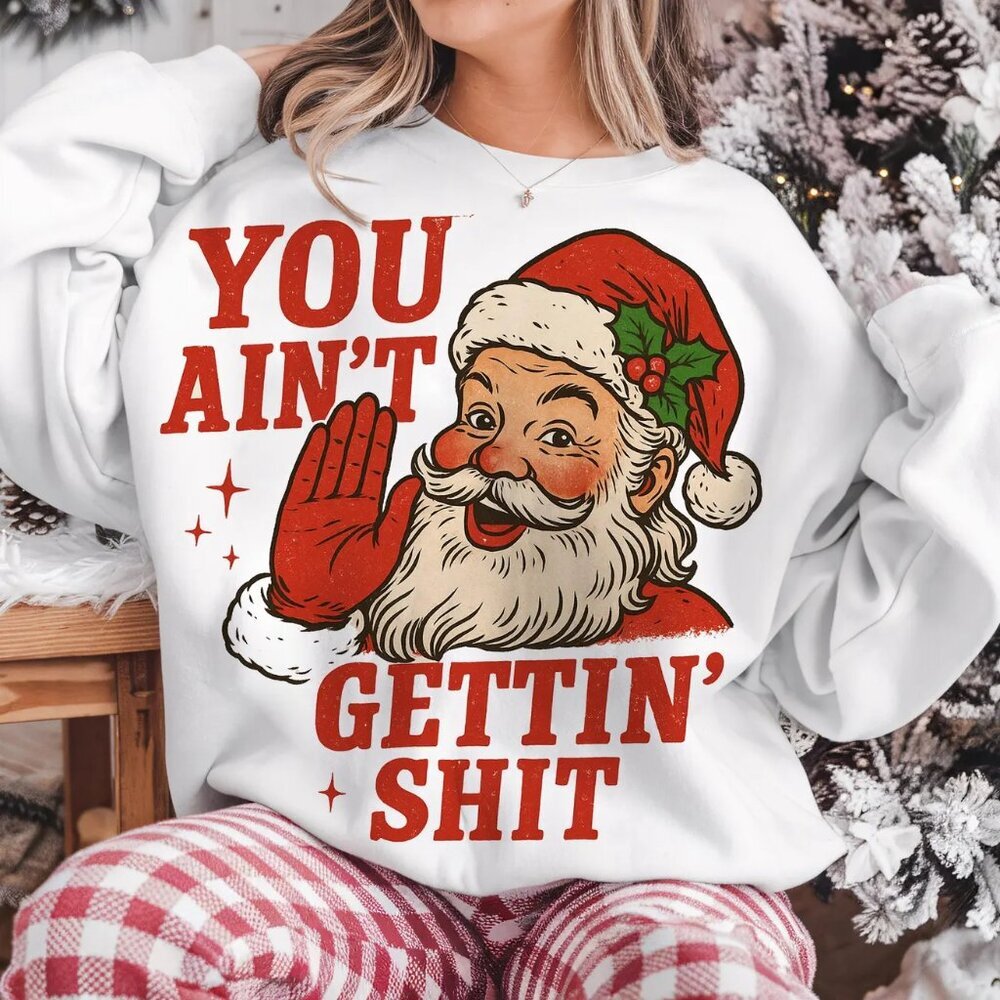 Funny Sarcastic Santa Sweatshirt, Humorous Christmas Holiday Sweatshirt 05